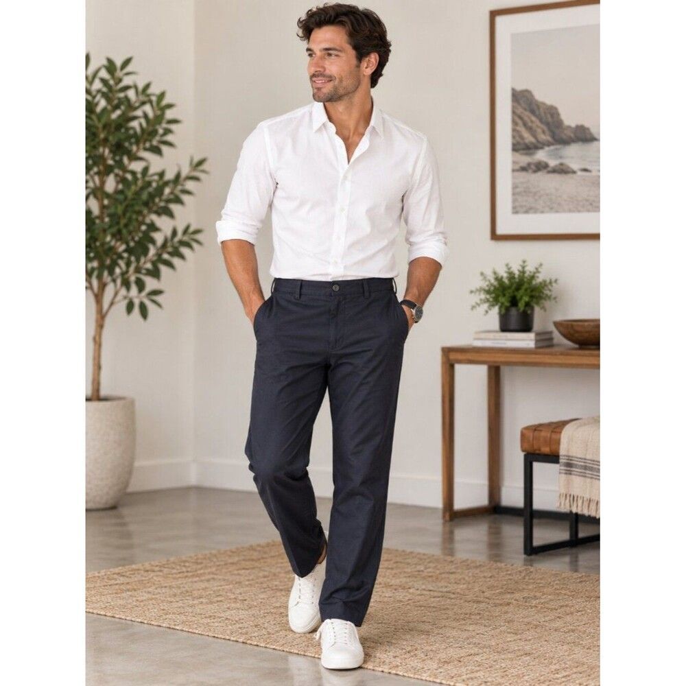 Santorelli Roma Loro Piana Super 110s Wool Navy Dress Pants 38